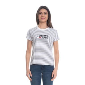 Tommy Hilfiger dámské bílé tričko s pruhy - L (100)